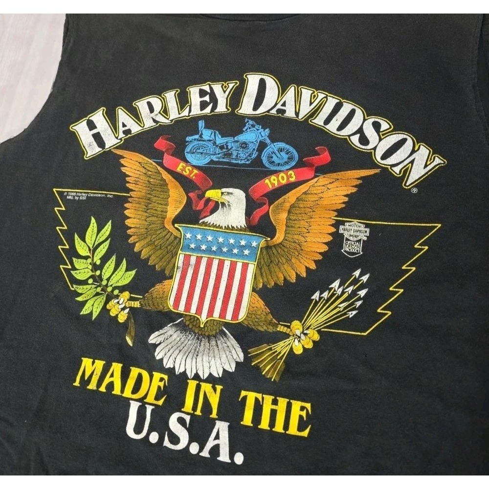 1988 Vintage Harley Davidson SSI T-Shirt Single Stitch Cut Sleeves Official